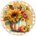 10 Fall Sunflower Pumpkin Sign, Metal Wreath Sign, Home Decor