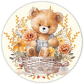 10 Fall Teddy Bear Floral Basket Wreath Sign, Wreath Sign, Home Decor, Metal Sign, The Ritzy Cactus