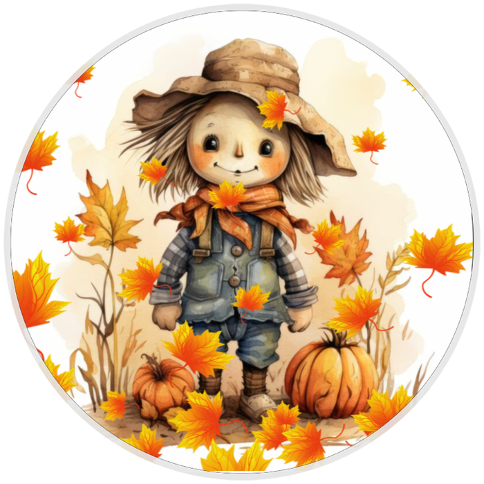 10” Falling Leaves Scarecrow Sign, Home Decor, Aluminum, The Ritzy Cactus