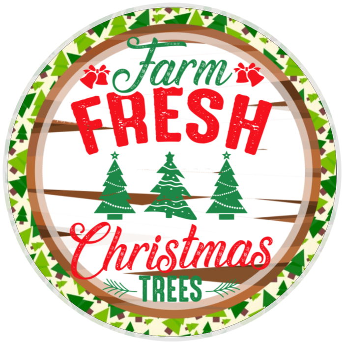 10” Farm Fresh Christmas Trees Wreath Sign, Home Decor, Aluminum, The Ritzy Cactus