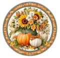 10 Farmhouse Fall Country Plaid Pumpkin Sign, Wreath Sign, Metal Sign, Home Decor