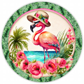 10” Flamingo Wreath Sign, Home Decor, Aluminum, The Ritzy Cactus