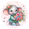 10 Floral Elephant Sign, Metal Wreath Sign, Home Decor