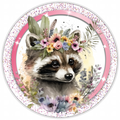 10” Floral Indian Raccoon Sign, Home Decor, Aluminum, The Ritzy Cactus