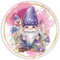 10” Floral Purple Gnome Sign, Home Decor, Aluminum, The Ritzy Cactus