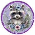 10” Floral Raccoon Sign, Home Decor, Aluminum, The Ritzy Cactus