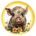 10 Floral Spotted Pig Sign, Metal Wreath Sign, Home Decor