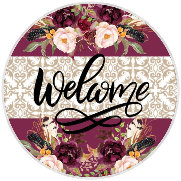10 Floral Welcome Sign, Wreath Sign, Home Decor