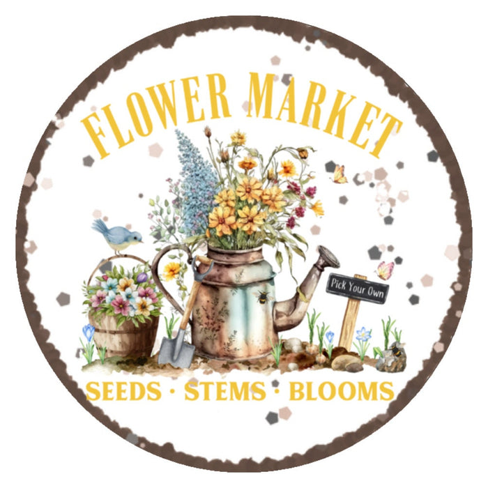 10 Flower Market Seed Wreath Sign, Wreath Sign, Home Decor, Metal Sign, The Ritzy Cactus
