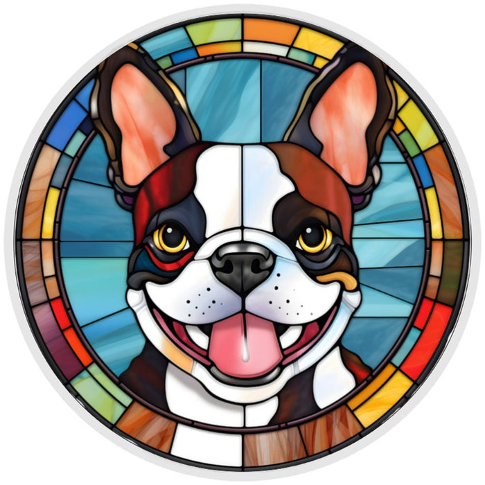 10 Frenchie Dog Stained Glass Look Sign, Metal Wreath Sign, Home Decor