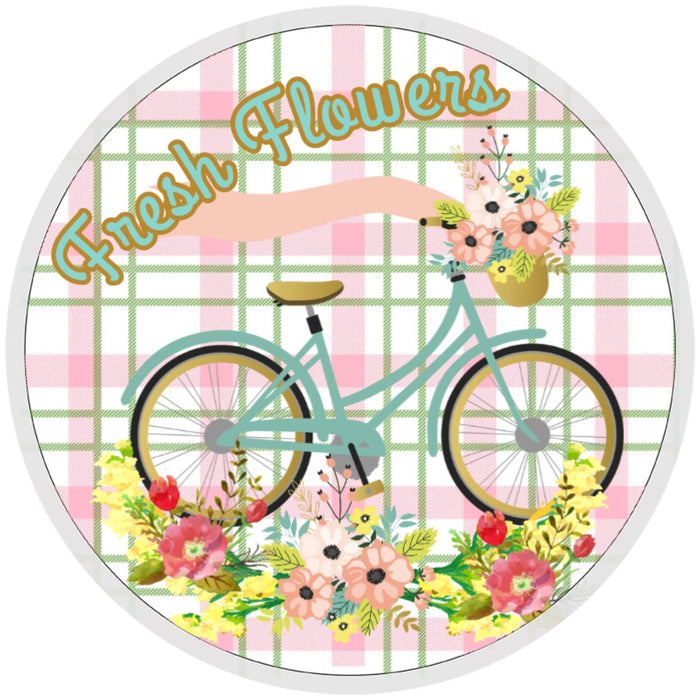 10 Fresh Flowers Bicycle Sign , Wreath Sign, Home Decor