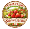 10" Fresh Strawberries Wreath Sign, Metal Wreath Sign, Home Decor, Everyday Sign
