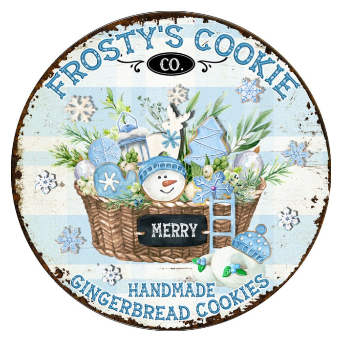 10 Frosty Cookie Company  Snowman Wreath Sign, Metal Wreath Sign, Home Decor