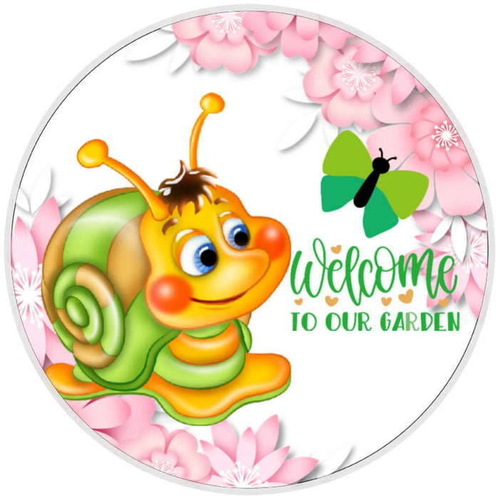 10 Garden Snail Welcome Sign, Metal Wreath Sign, Home Decor