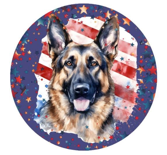 10 German Shepard Dog Flag Patriotic Sign, Wreath Sign, Home Decor
