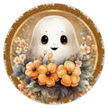 10 Ghost Floral  Halloween  Sign, Wreath Sign, Metal Sign, Home Decor