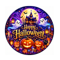 10" Ghost House Hlloween Sign, Metal Wreath Sign,  Halloween Sign Home Decor