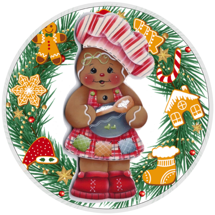 10” Gingerbread Girl Cookie Wreath  Sign, Home Decor, Aluminum, The Ritzy Cactus