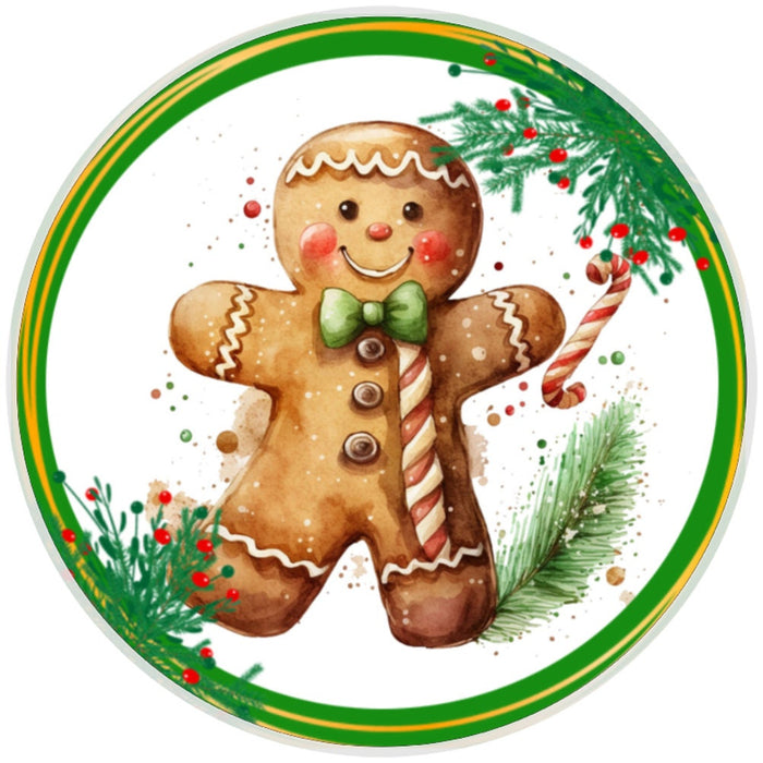 10 Gingerbread Holly Christmas Sign, Wreath Sign, Home Decor