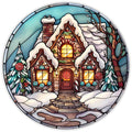 10 Gingerbread House Stained Glass Look Wreath Sign, Metal Wreath Sign, Home Decor