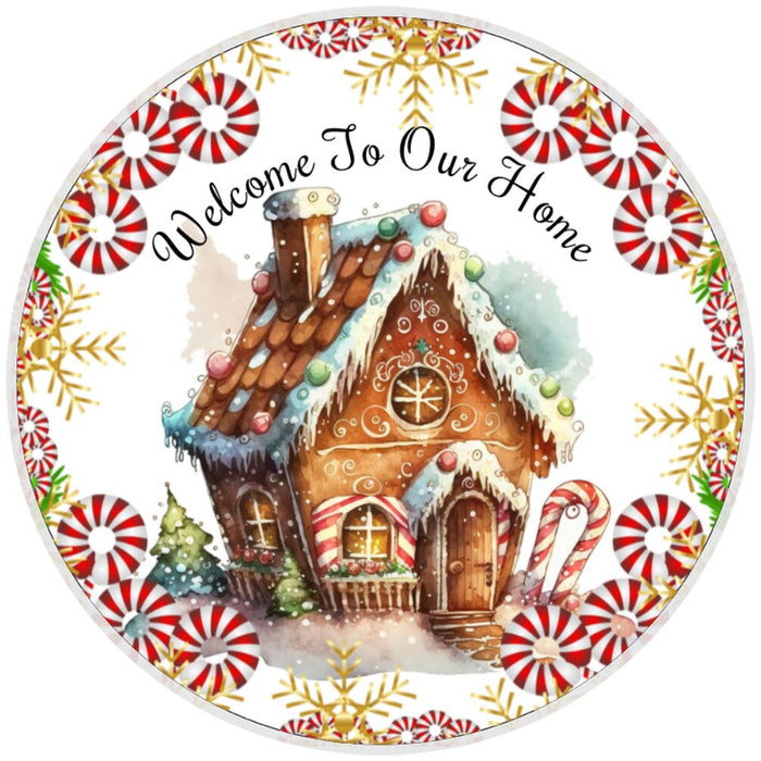 10 Gingerbread Welcome Christmas Sign, Wreath Sign, Home Decor