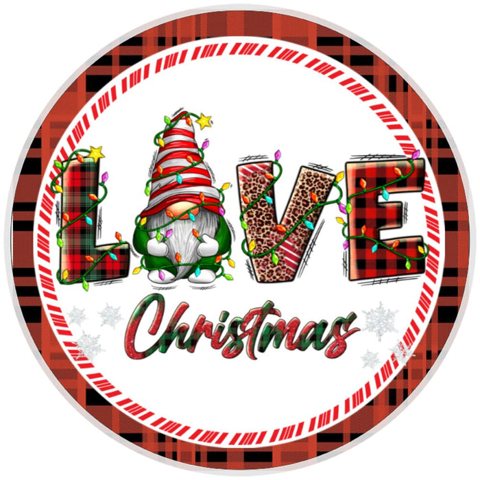 10 Gnome Christmas Love Light Sign, Wreath Sign, Home Decor, The Ritzy Cactus