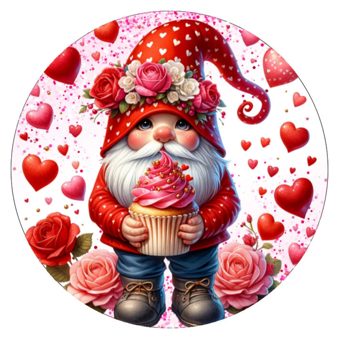 10 Gnome Cupcake Valentine Sign, Wreath Sign, Home Decor