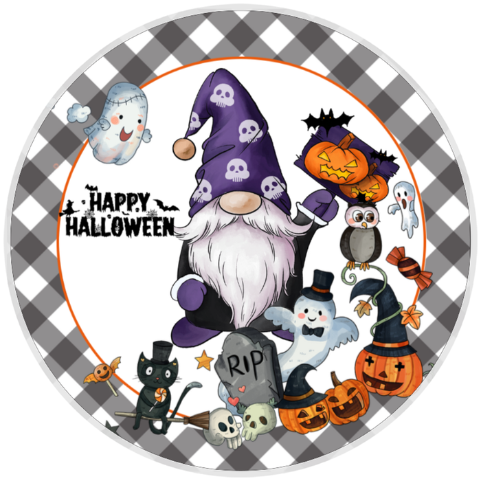 10” Gnome  Halloween Sign, Home Decor, Aluminum, The Ritzy Cactus