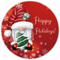 10” Gnome Happy Holidays Wreath Sign, Home Decor, Aluminum, The Ritzy Cactus