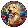 10 Golden Retriever Floral Stained Glass Look Sign, Metal Wreath Sign, Home Decor