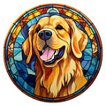 10 Golden Retriever Laughing Stained Glass Look Sign, Metal Wreath Sign, Home Decor