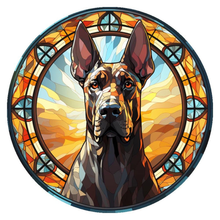 10 Great Dane Dog Stained Glass Look Sign, Metal Wreath Sign, Home Decor