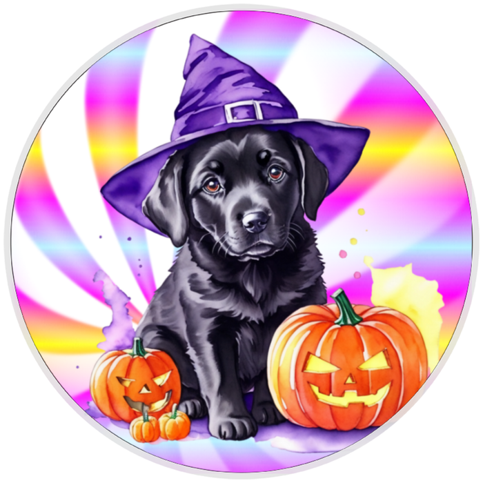 10” Halloween Black Labrador  Retriever Dog Sign, Home Decor, Aluminum, The Ritzy Cactus