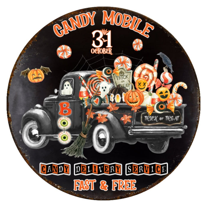 10 Halloween  Candy Truck Sign, Halloween Wreath Sign, Metal Sign,  Home Decor