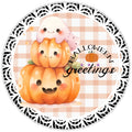 10 Halloween Greetings Ghost Pumpkin Sign, Metal Wreath Sign, Home Decor