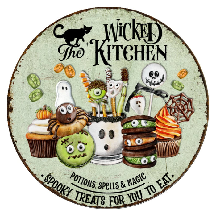 10 Halloween Kitchen Candy Treat Sign, Halloween Wreath Sign, Metal Sign,  Home Decor