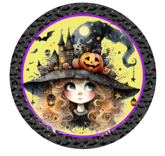 10 Halloween Large Hat Witch Sign, Halloween Wreath Sign, Home Decor, The Ritzy Cactus