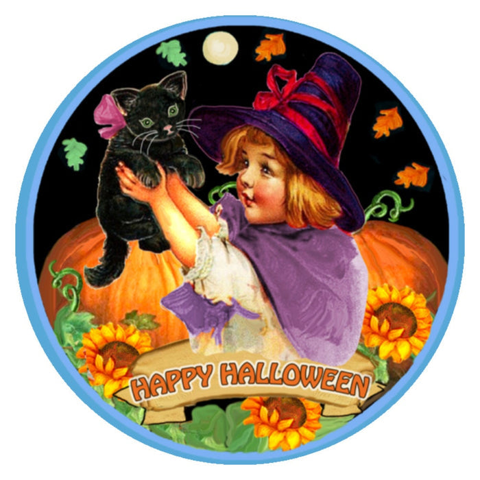 10 Halloween Little Witch Cat Sign, Halloween Wreath Sign, Metal Sign,  Home Decor