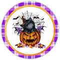 10 Halloween Plaid Cat Sign, Halloween Wreath Sign, Home Decor