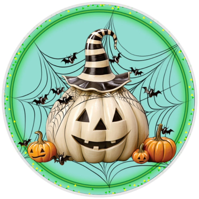 10 Halloween Spider Pumpkin Sign, Metal Wreath Sign, Home Decor