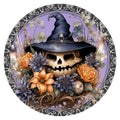 10 Halloween Spooky Pumpkin Floral Sign, Wreath Sign, Metal Sign, Home Decor
