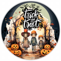 10” Halloween Trick Or Treat Sign, Home Decor, Aluminum, The Ritzy Cactus