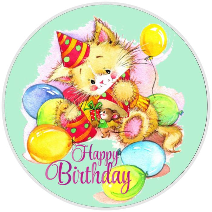 10” Happy Birthday Kitty  Sign, Home Decor, Aluminum, The Ritzy Cactus