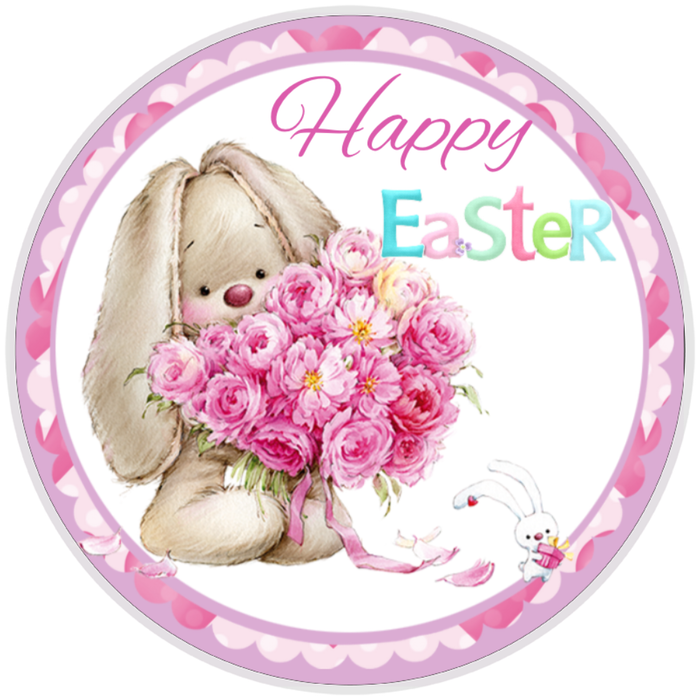 10” Happy Easter Floppy Bunny  Sign, Home Decor, Aluminum, The Ritzy Cactus