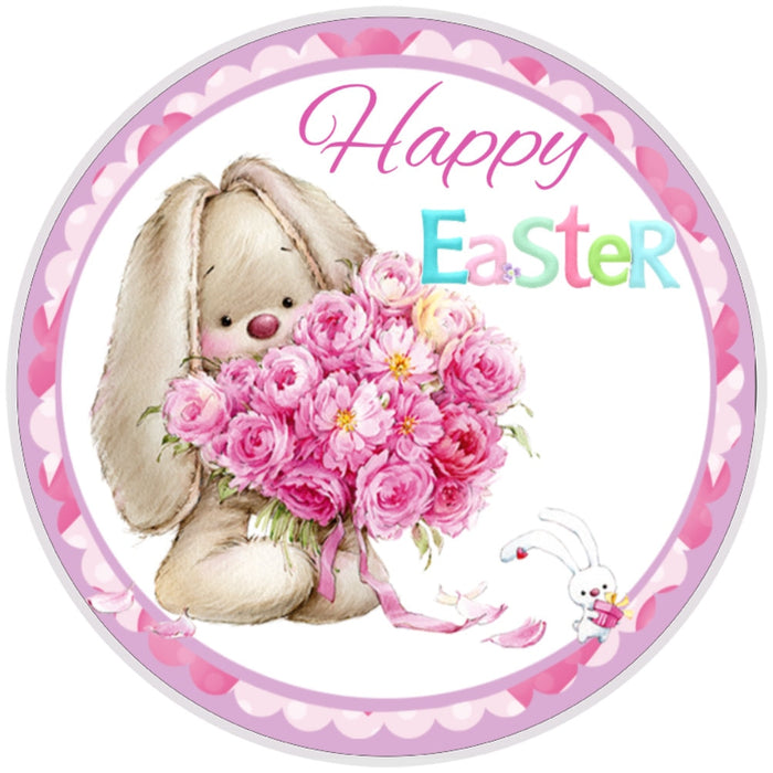 10 Happy Easter Floppy Bunny Wreath Sign, Wreath Sign, Home Decor, Metal Sign, The Ritzy Cactus