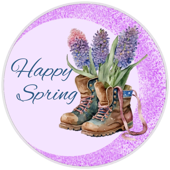 10 Happy Spring Hyacinth Sign, Wreath Sign, Home Decor