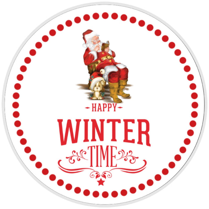10 Happy Winter Time Santa Sign, Wreath Metal Sign, Home Decor