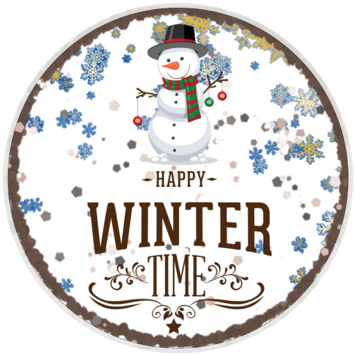 10 Happy Winter Time Snowman Wreath Sign, Metal Sign, Home Decor