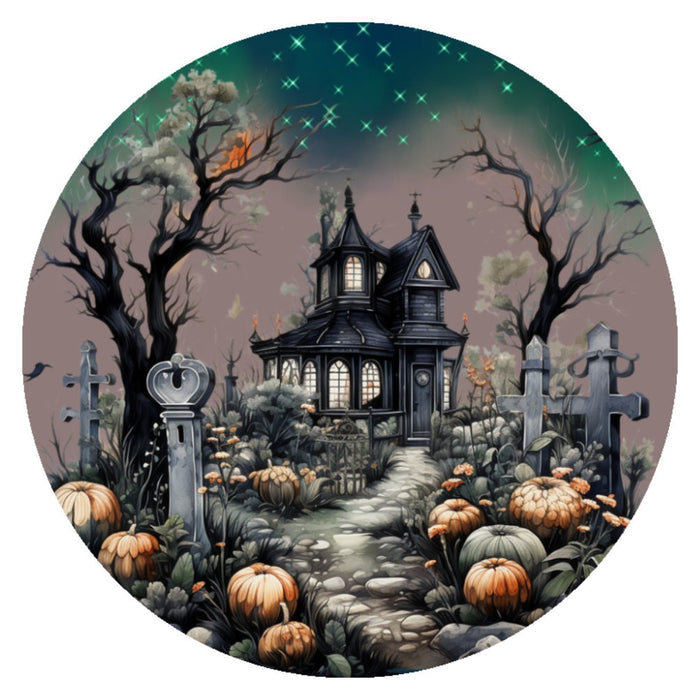 10 Haunted House Halloween Sign, Wreath Sign, Metal Sign, Home Decor