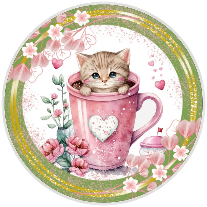 10 Heart Mug Kitten Sign, Wreath Sign, Home Decor